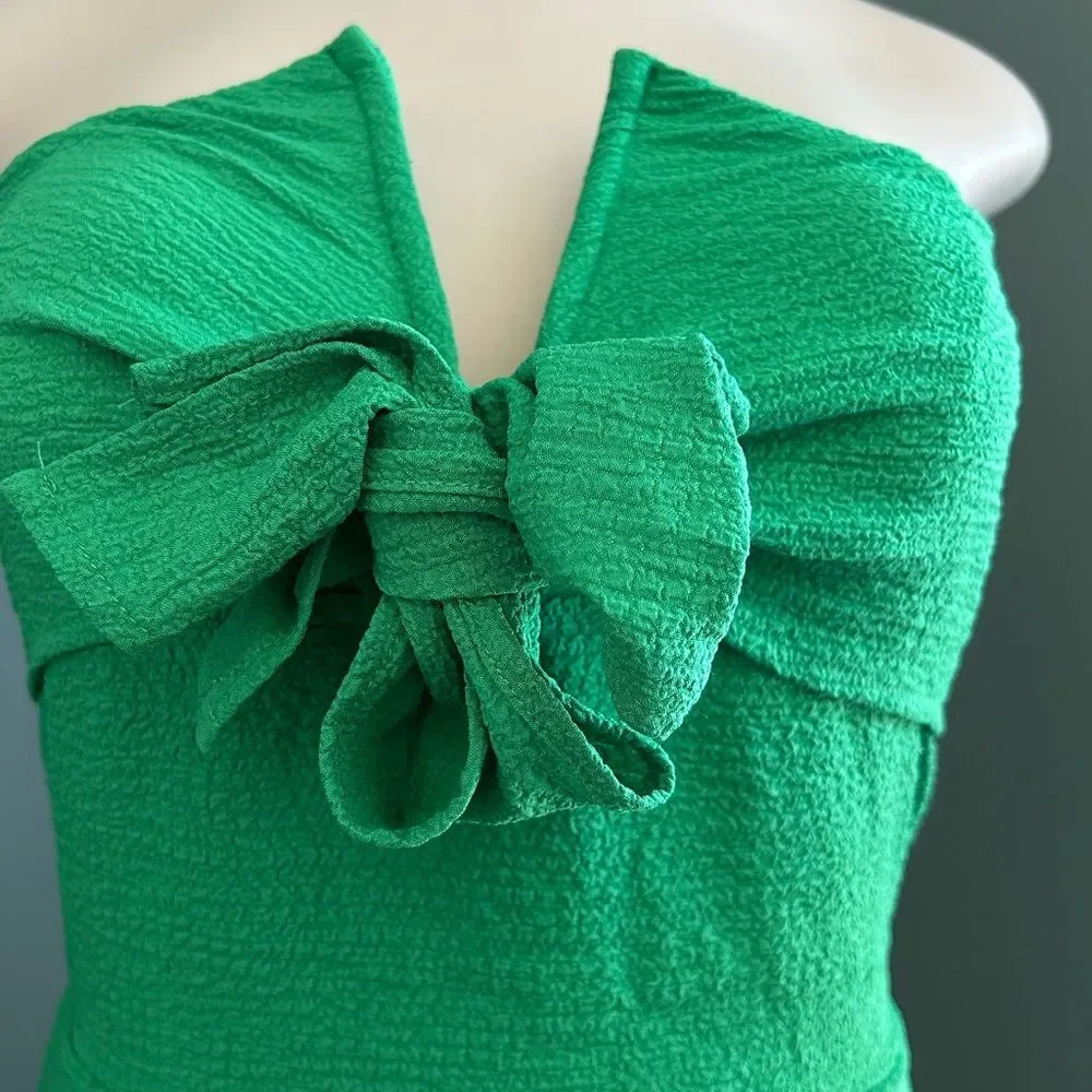 Green Strapless Tube Front Bow Short Romper Size 4 Small New! - Picture 6 of 7